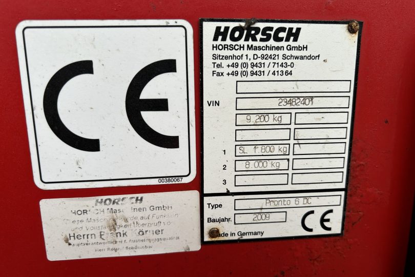 Lot 185 – (2009) Horsch Pronto 6DC Minimum Till 6 Metre Drill